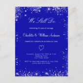 Koninklijke blauwe zilvervogel hertrouwde bruiloft uitnodiging briefkaart (Voorkant)