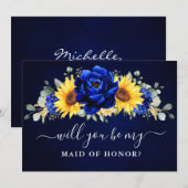 Koninklijke Blauwe Zonnebloem... word je mijn meid Kaart (Voorkant / Achterkant)