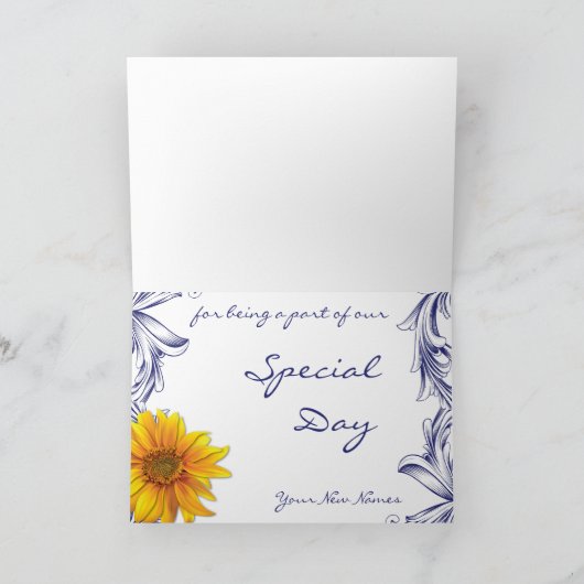  Koninklijke Blauwe Zonnebloemen Hartelijk dank Bedankkaart (Binnen)