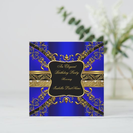 Koninklijke Blauwe Zwarte Gouden Dag 2 Kaart (Staand voorkant)