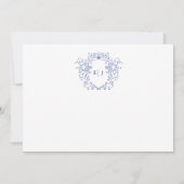 koninklijke bloemenkam pastel blauw Bruiloft Kaart (Achterkant)