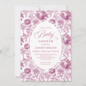 Koninklijke Blush Roos Patroon Toile Baby Shower U Kaart (Voorkant)