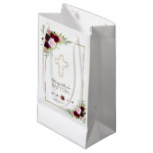 Koninklijke Bourgondië Marsala Bloemendoop Klein Cadeauzakje (Voorkant Gekanteld)