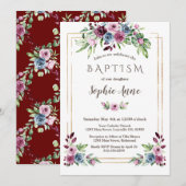 Koninklijke Bourgondië Stofblauw Bloemen Meisje Do Kaart (Voorkant / Achterkant)