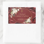 Koninklijke Bourgondië Witte Bloemen Gouden Doop Rechthoekige Sticker (Tas)