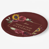 Koninklijke Bourgondië Zonnebloem Gouden Bruiloft Papieren Bordje (Gekanteld)