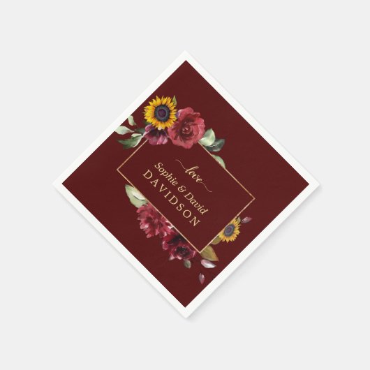 Koninklijke Bourgondië Zonnebloem Gouden Bruiloft Servet (Hoek)