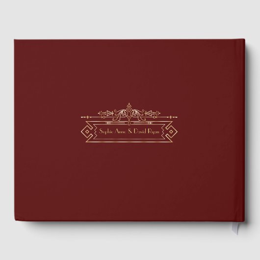 Koninklijke Bourgondisch Goud Grote Bruiloft Gastenboek (Achterkant)