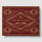 Koninklijke Bourgondisch Goud Grote Bruiloft Gastenboek (Voorkant)