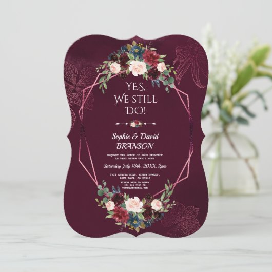 Koninklijke Bourgondische Bloemengeometrie Trouw V Kaart (Staand voorkant)