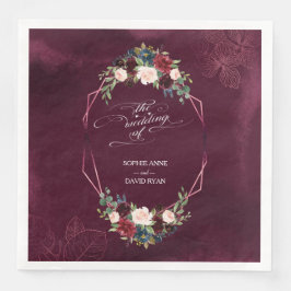 Koninklijke Bourgondische Bloemige Bladeren Geomet Servet