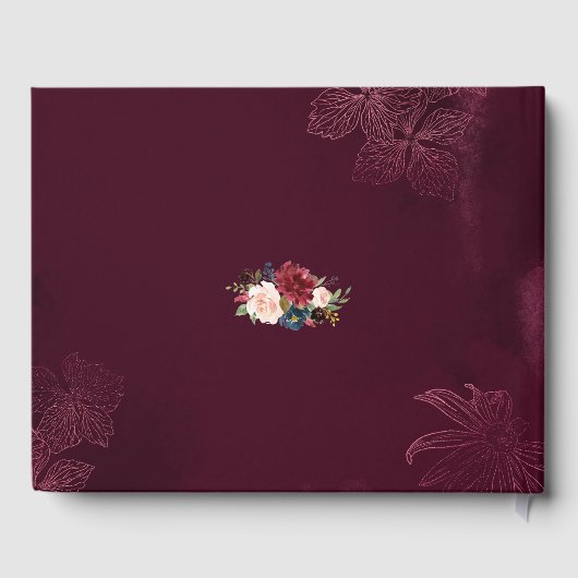 Koninklijke Bourgondische Bloemige Geometrische Tr Gastenboek (Achterkant)