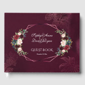 Koninklijke Bourgondische Bloemige Geometrische Tr Gastenboek (Voorkant)