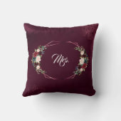 Koninklijke Bourgondische Bloemige Geometrische Tr Kussen (Achterkant)