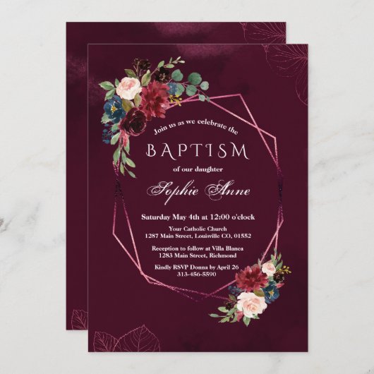 Koninklijke Bourgondische Bloemrijke Geometrische  Kaart (Voorkant / Achterkant)