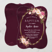 Koninklijke Bourgondische Roze Bloem Gouden Frame  Kaart (Voorkant / Achterkant)