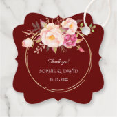 Koninklijke Bourgondische Roze Bloemen Gouden Fram Bedankjes Labels (Achterkant)