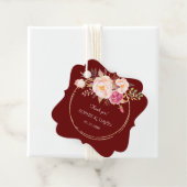 Koninklijke Bourgondische Roze Bloemen Gouden Fram Bedankjes Labels (In situ)