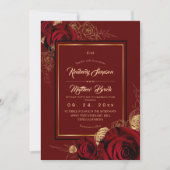 Koninklijke Bourgondische Rozen Boho Bruiloft Kaart (Voorkant)