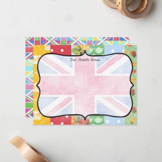 Koninklijke Britse gepersonaliseerde platte kaarte Notitiekaartje (Voorkant / Achterkant in situ)