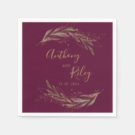 Koninklijke bruiloft bordeaux en gouden papieren s servet