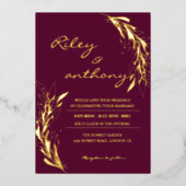 Koninklijke bruiloft bordeaux folie uitnodiging (Voorkant)