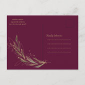 Koninklijke bruiloft bordeaux minimalistisch antwo briefkaart (Achterkant)