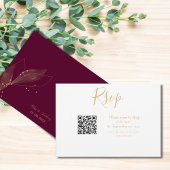 Koninklijke bruiloft bordeaux qr code minimalist RSVP kaartje