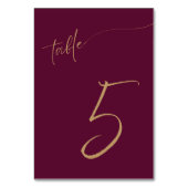 Koninklijke bruiloft bordeaux tafel nummerkaarten kaart (Achterkant)