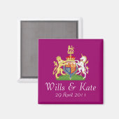 Koninklijke Bruiloft Coat of Arms Magnet (Plum) (Voorkant / Achterkant)