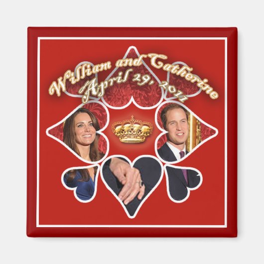 Koninklijke Bruiloft Magneten voor Feestgunsten (Voorkant)