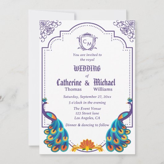 koninklijke bruiloft met naam monogram kaart (Voorkant)