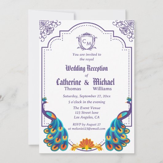  koninklijke bruiloft met naam monogram kaart (Voorkant)