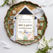 Koninklijke bruiloft uitnodigingen, bloemen en gro kaart