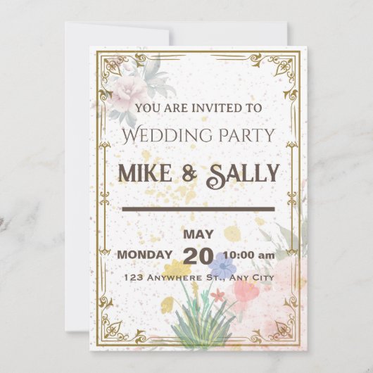 Koninklijke bruiloft uitnodigingen, bloemen en gro kaart (Voorkant)