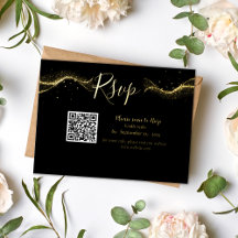 Koninklijke bruiloft zwart en gouden QR code rsvp