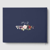 Koninklijke Burgundy Blush Bloemen Gouden Trouw Gastenboek (Achterkant)