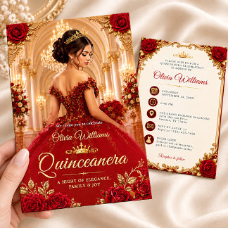 Koninklijke Burgundy Quinceanera Sweet 15 Verjaard Kaart