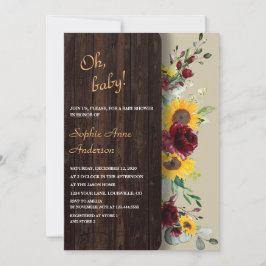 Koninklijke Burgundy Zonnebloemen Bruids Thee Part Kaart