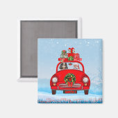Koninklijke Cavalier Hond in Auto met Kerstman  Magneet (Voorkant / Achterkant)