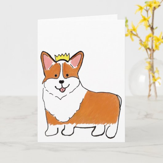 Koninklijke corgi-hond blanco groet kaart (Gele Bloem)