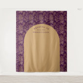 Koninklijke Damast Gouden Paarse Trouw Achtergrond Wandkleed (Voorkant)