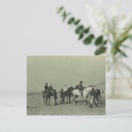 Koninklijke dames aan het strand sidesaddle #015SS Briefkaart (Staand voorkant)