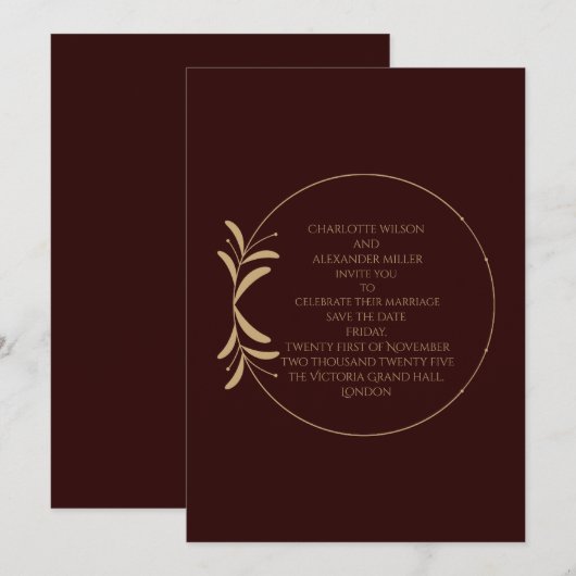 Koninklijke Diepe Burgundy Save the Date Kaart (Voorkant / Achterkant)