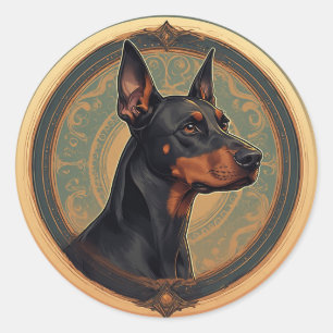 Koninklijke Dobermann in artistieke sierlijke cirk Ronde Sticker