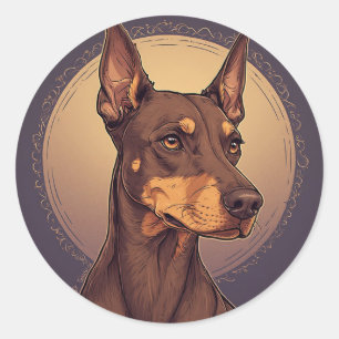Koninklijke Dobermann Portret Ronde Sticker