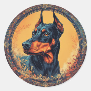 Koninklijke Dobermann Portret Ronde Sticker