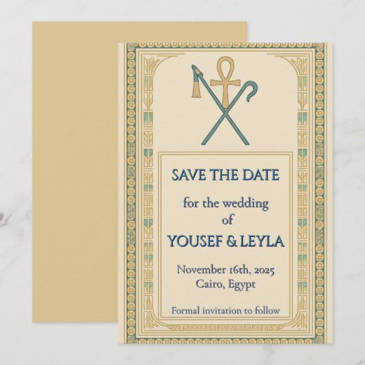 Koninklijke Egyptische Ankh Lotus Gouden Save the Kaart (Voorkant / Achterkant)