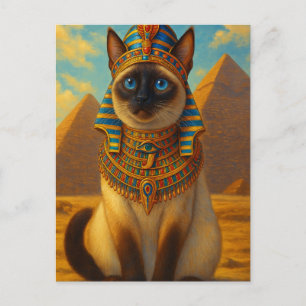 Koninklijke Egyptische Farao Kat in Woestijn Briefkaart
