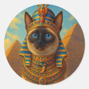 Koninklijke Egyptische farao kat in woestijn Ronde Sticker
